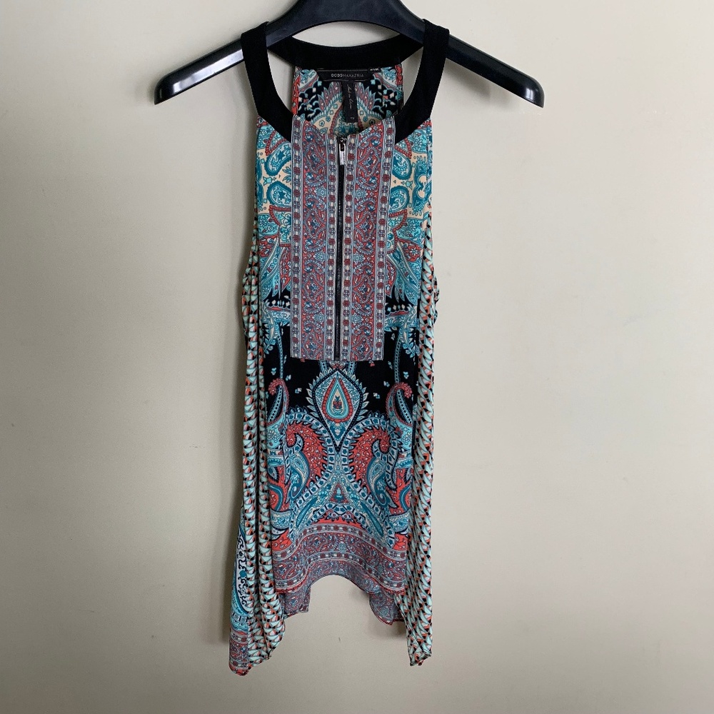 BCBGMAXAZRIA Nodin Halter-Neck Scarf Printed Top